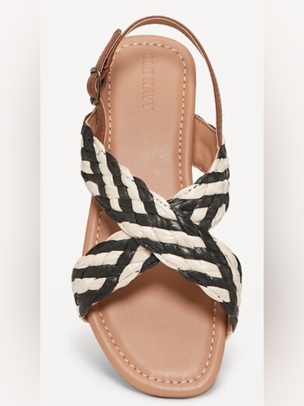 Woven Cross-Strap Sandal in Black & Cream - kids